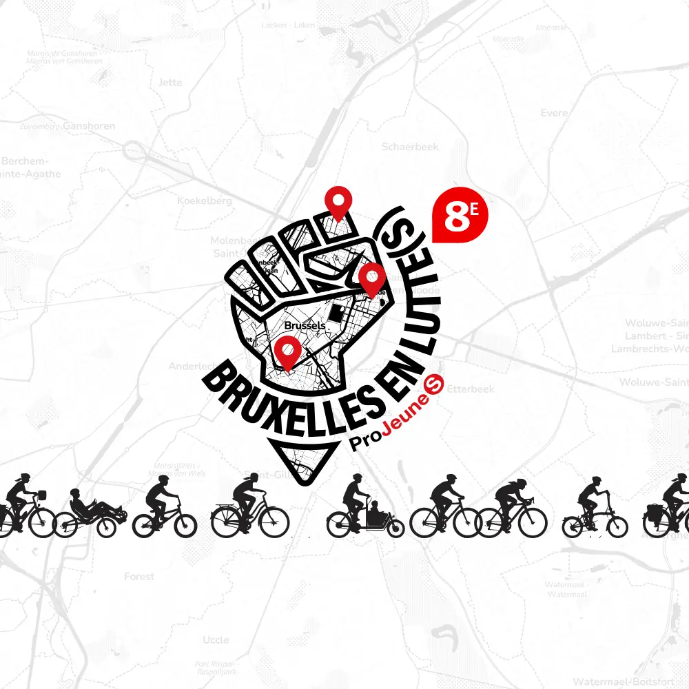 Affiche du parcours à vélo Bruxelles en lutte(s), huitième édition
